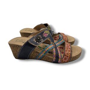 Spring Step L'artiste Swan Wedge Sandals Womens US 8.5 EUR 39